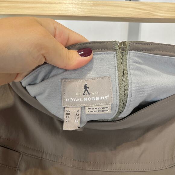 ROYAL ROBBINS Discovery Strider Skirt Fit Flare Stretch Nylon Brown Size 8 - Picture 3 of 8